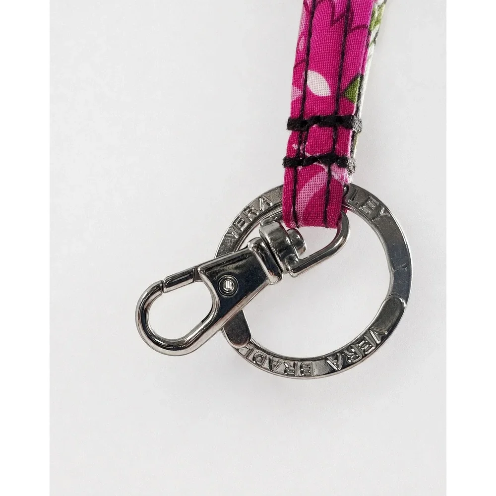 Vera Bradley Colorful Floral Fabric Lanyard Key Ring Clip Pink Multicolor
